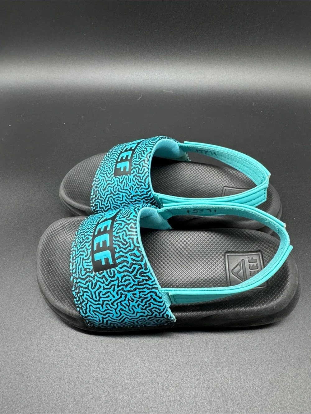Reef Teal and Black Toddler One Slide Sandals Sz 10